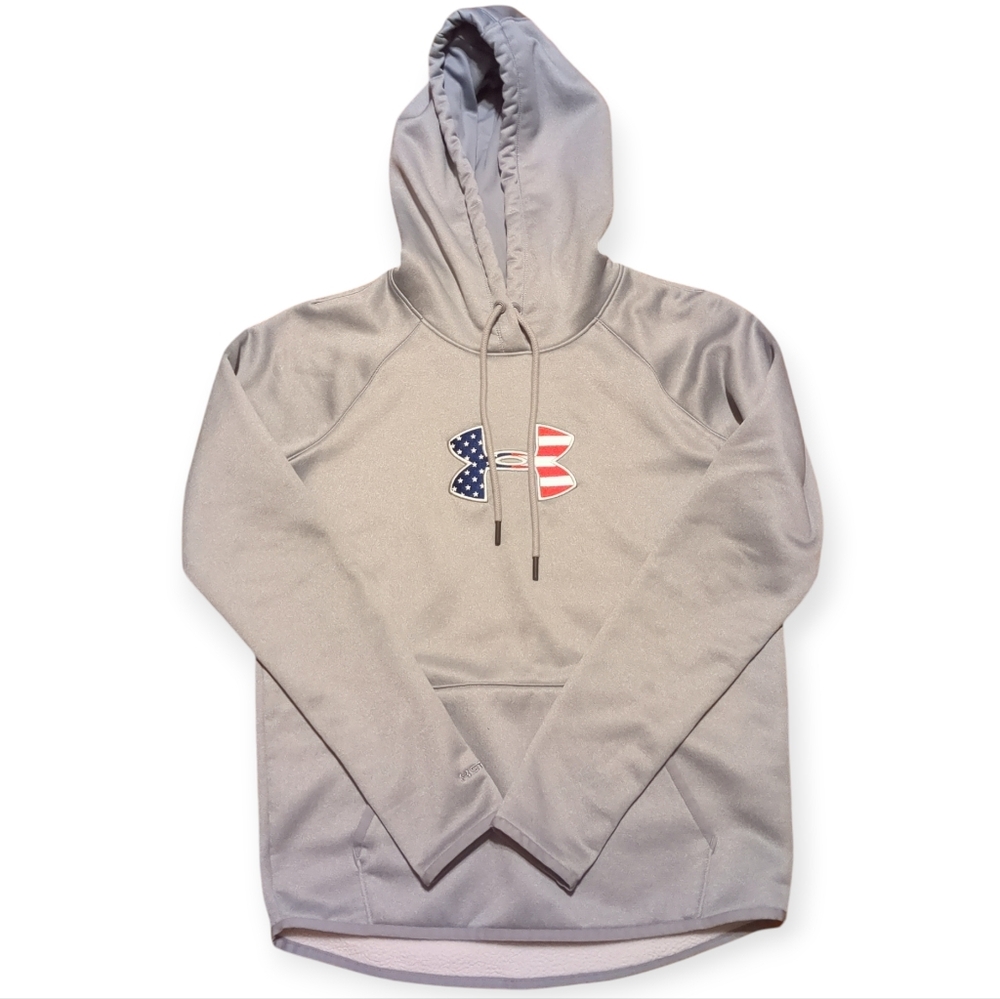 Under Armour Light Gray Hoodie with Flag Logo
